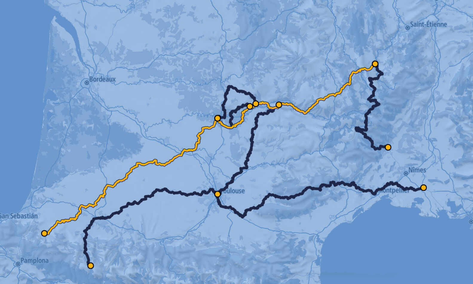 Tracé du parcours : Voie du Puy en Velay Carte Voie du Puy en Velay / GR65®