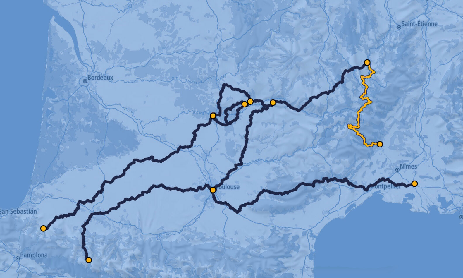 Tracé du parcours : Chemin de Stevenson Carte Chemin de Stevenson / GR70®